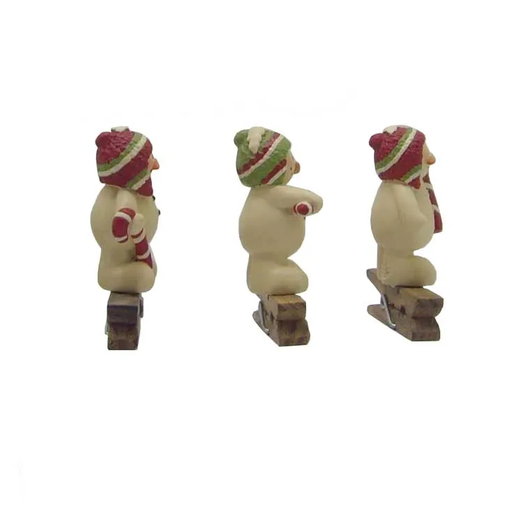 Newest 3pcs/set snowmen clip with candy canes christmas season decoration kids stuff