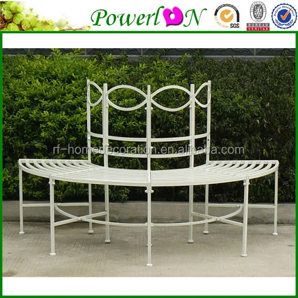 Discounted White Wrought Iron Tree Seat Wrap Folding Chair Patio