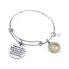 Loftily Jewelry engraved Sunflower charms 316L stainless steel Life Tree Pendant Adjustable bangles bracelets women