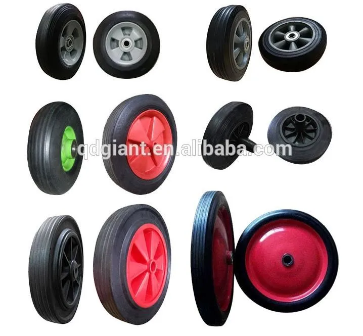 Supply 9 inch steel rim solid rubber wheel