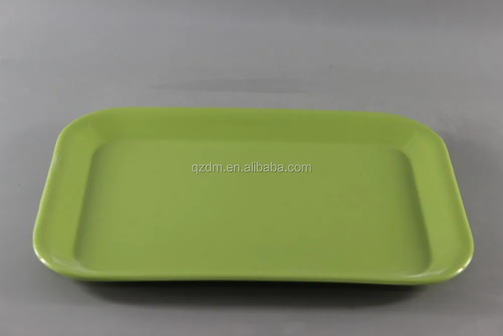 Rectangle Shape Melamine Food Tray In Green Color