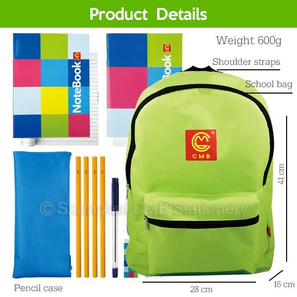 Custom children stationery set wholesale school bags supply for primary ...