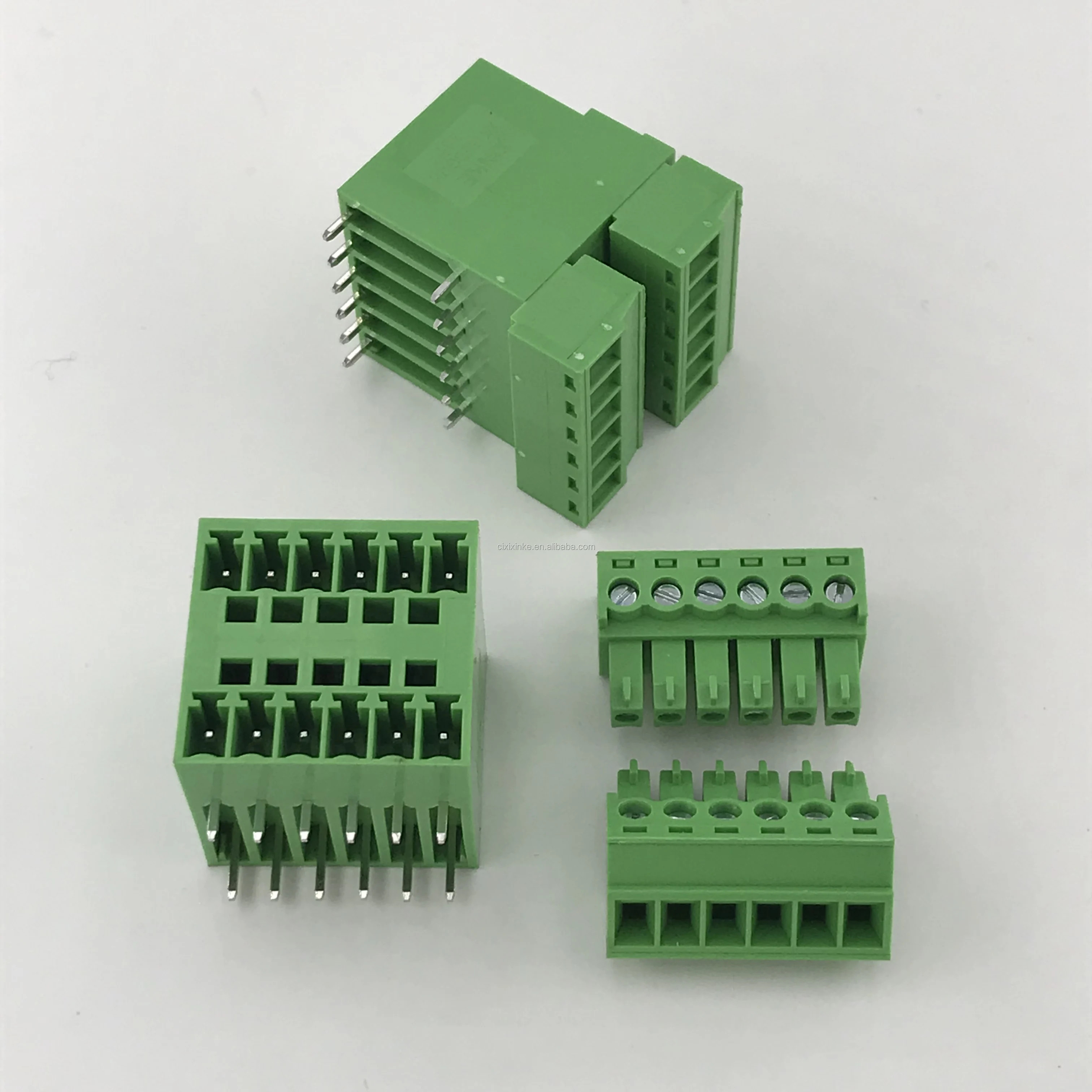 Green 3.81mm Pitch Double Layer Male Plugin Pcb Terminal Block Pin Type Xk15edgrh3.81 Bent Pin