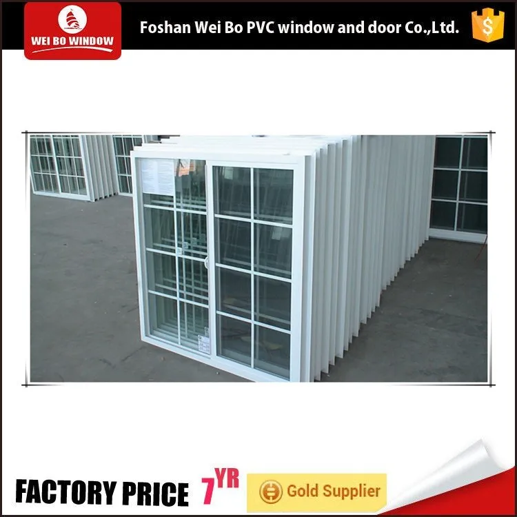 PVC profile plastic sliding pane grille design window with high quality parts