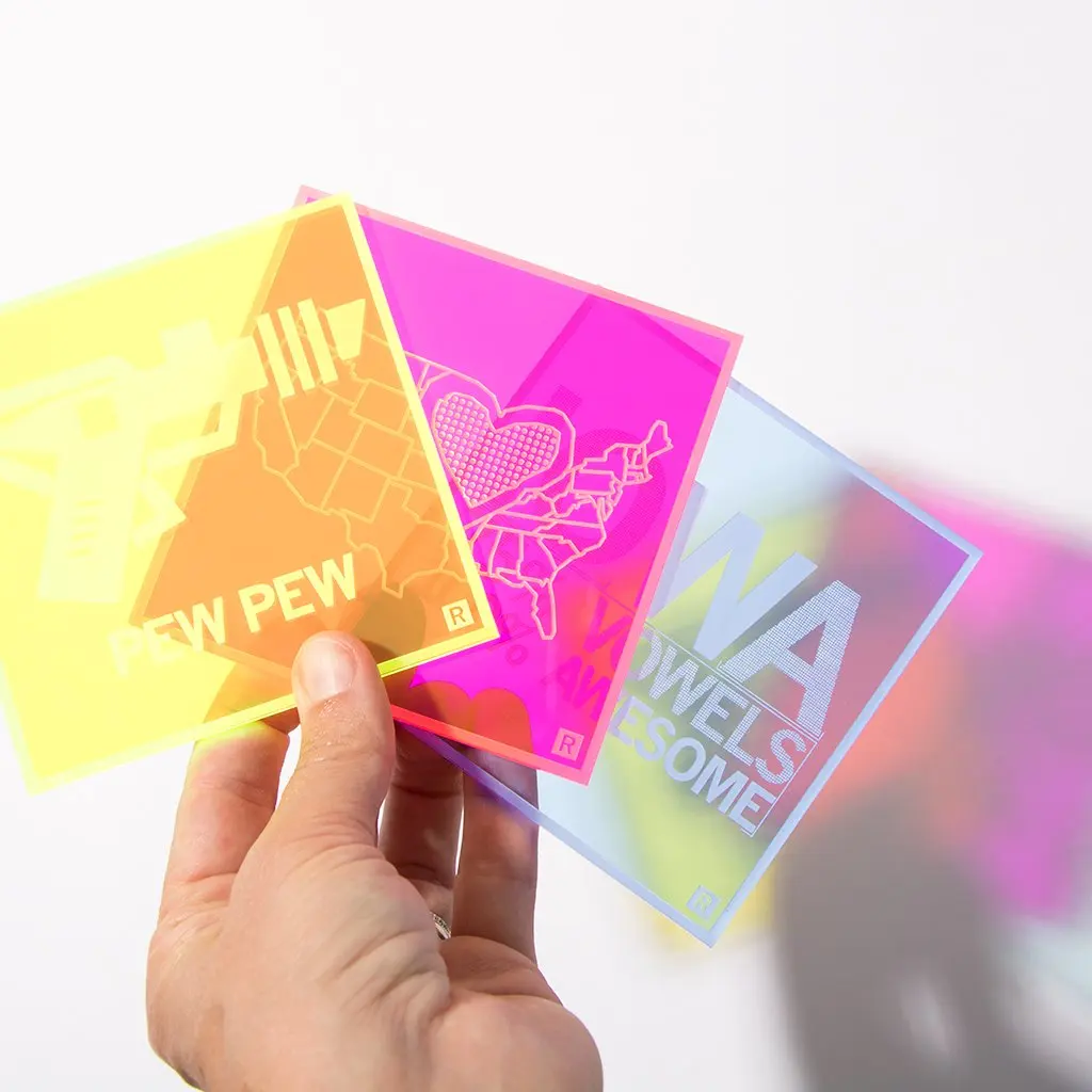 Custom Neon Color Laser Engraving Acrylic Jigsaw Puzzle Drink Coaster