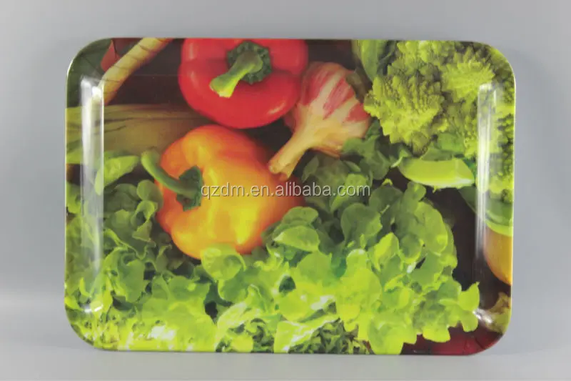 Fruit And Vegetable Print Melamine Rectangle Tray