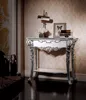 Classical Louis XVI Style Hall Way Console Table, Double Layer Silver and White Sofa Side Table