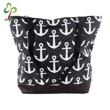 Stylish Women Nylon Anchor Printed Beach Bag Tote Ping Nylon Anchor Printed Beach Bag Tote
