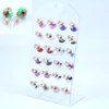 12pairs Card Packing Mixed Colors In random Glass Ball Filled With Rhinestones And Dry Flower Double Faced Crystal Stud Earrings