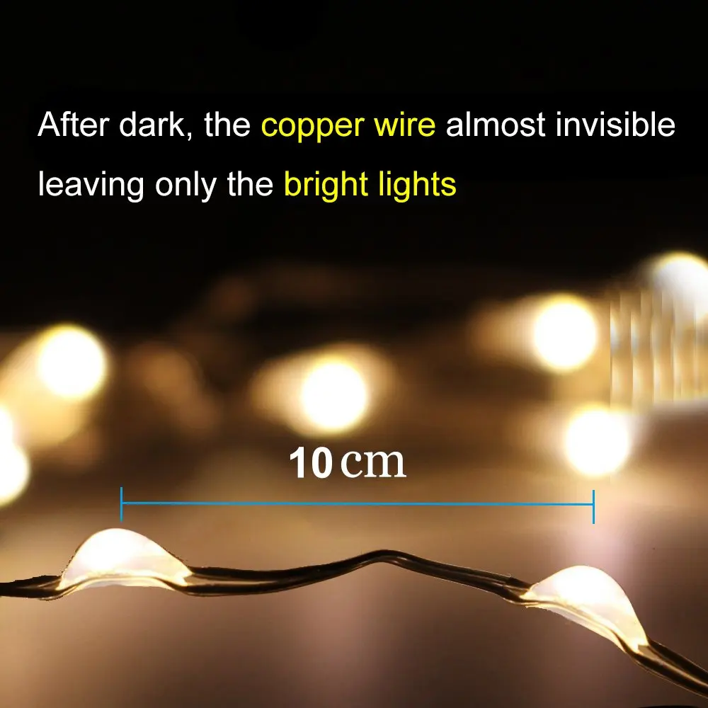 LED Solar Fairy Lights Copper Wire Lights Waterproof Outdoor String Lights