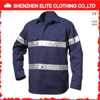 Long Sleeve Navy Blue Reflective Safety Work Wear Shirt 