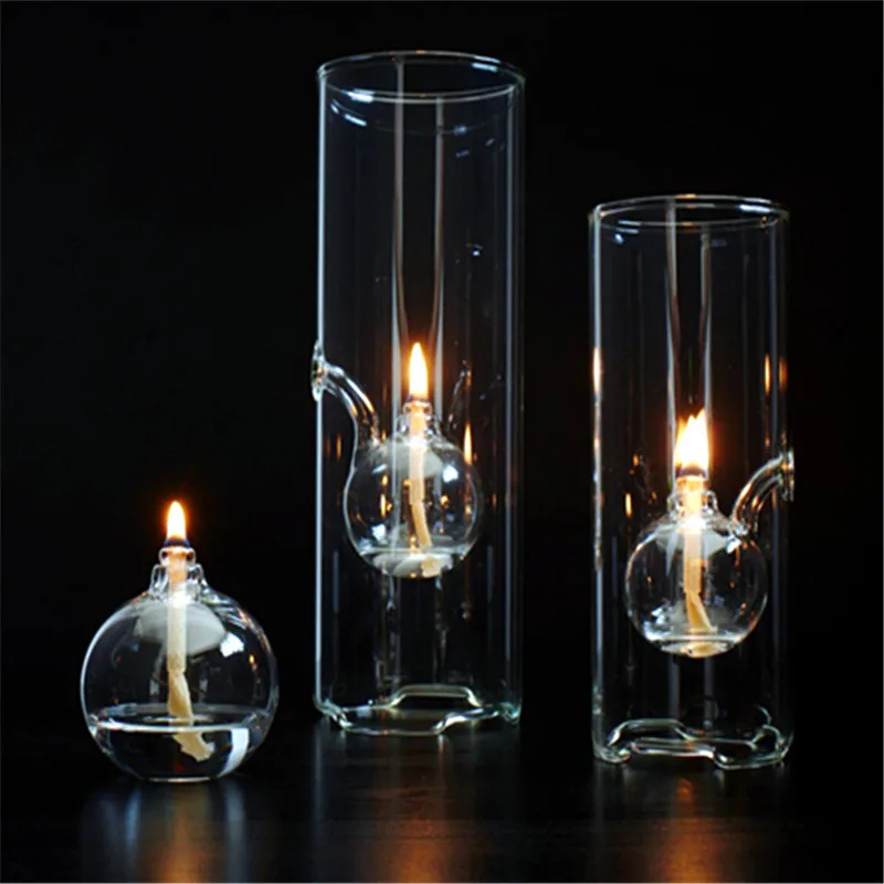 Festive Couple Romantic Glass Oil Lamp,Glass Funnel Easier To Fill Bulb