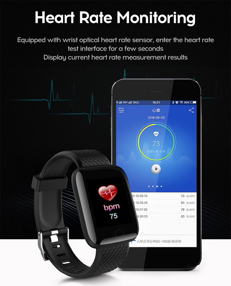 Newest A6S 1.3 inch color screen Smart bracelet Heart Rate Monitor Blood Pressure sport Smart band 116 plus