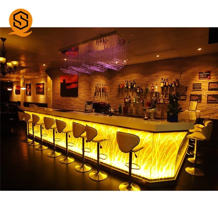 Luxury Design Night Club Lighted Bar Counter Modern Led Commercial Bar