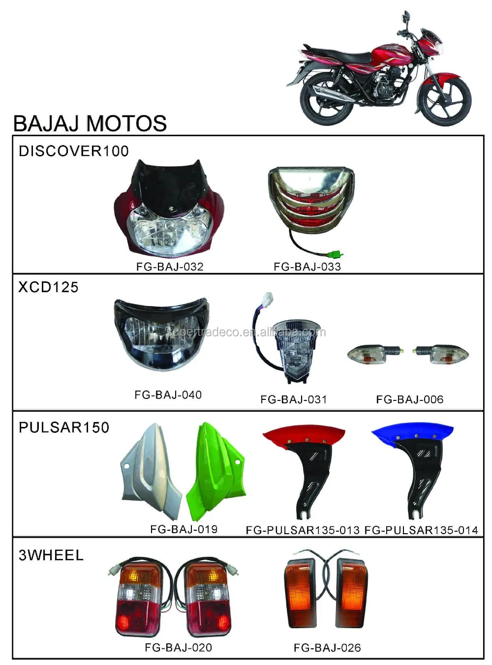 complete plastic parts bajaj moto( discover100 xc