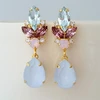 luxury eye catching super big pink stone hoop stainless steel earring