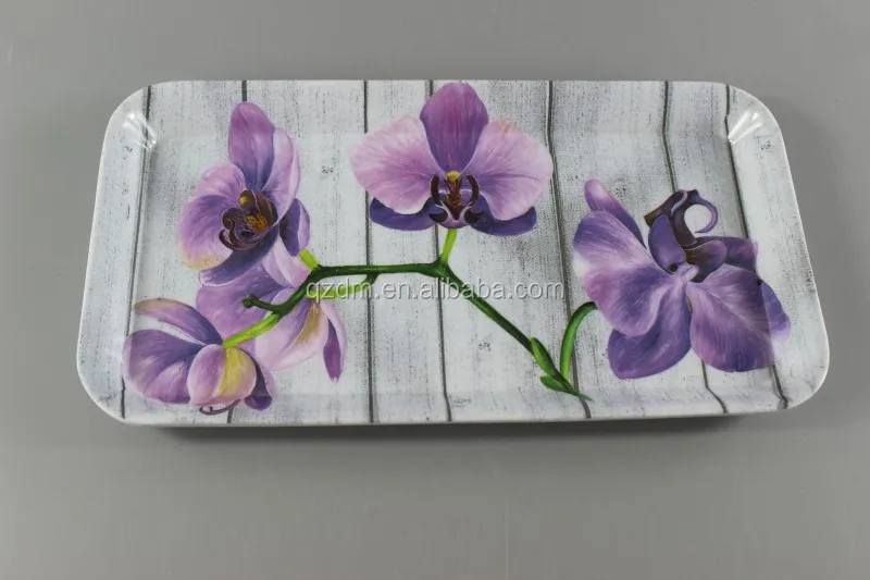 12inch Melamine Rectangle Tea tray Flower Print