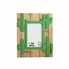 Retro modern delicate hollowed-out cactus elements pattern finished handmade wood picture photo frame