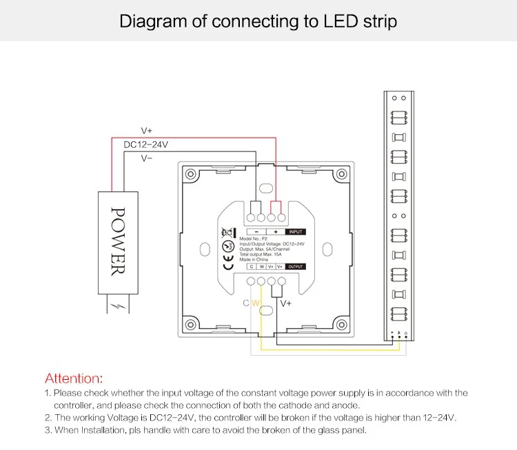 Mi light DC12V-24V P2 changeable led stripTouch panel controller