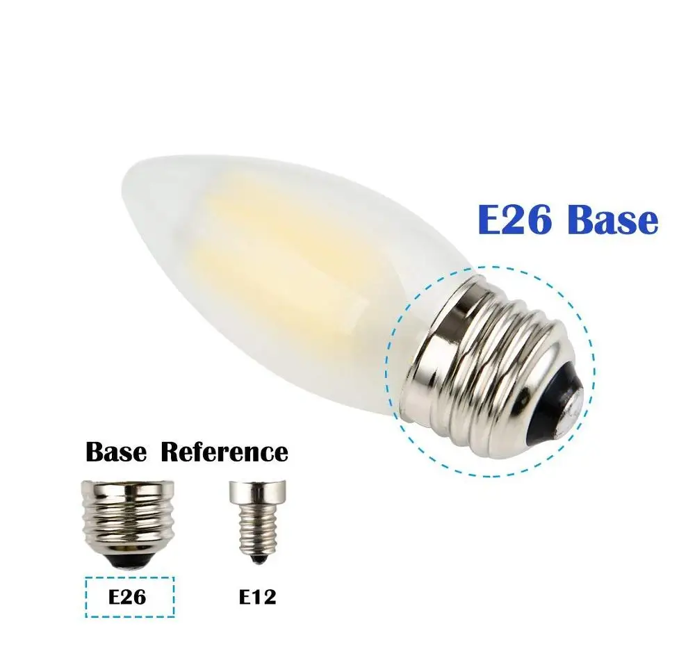 C35 6W Dimmable LED Candelabra Bulb Frosted Glass Cover 4000K Daylight (Neutral White) E26 Medium Base 60W bulbs
