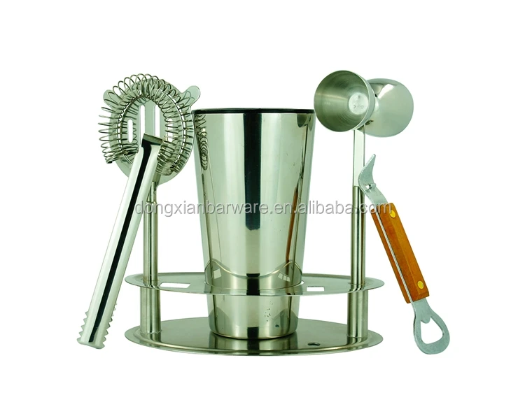 Premium Brushed Gold Etched Hammered Cocktail Shaker Barware Set With