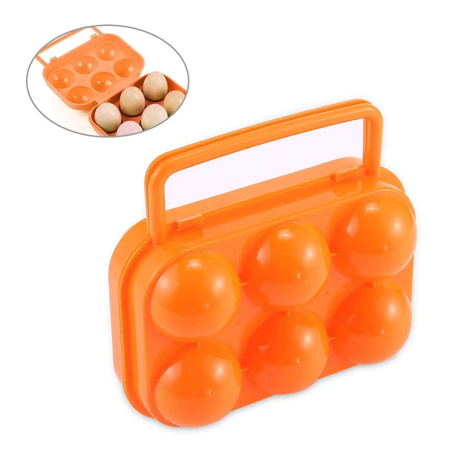Pawaca Eggs Holder, Egg Tray/Keeper/Storage Box/Carrier/Container/Case 6 Eggs Large Capacity Shockproof Crisper Box Case with Handle for Kitchen Outdoor Picnic