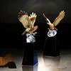 Golden Eagle Sculptures Metal Fly Eagle Modern Animal Statue Awards Eagle