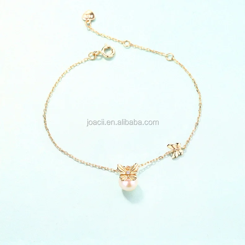 Joacii Women S925 Silver Freshwater Pearl Bracelets With 18K Gold Plated