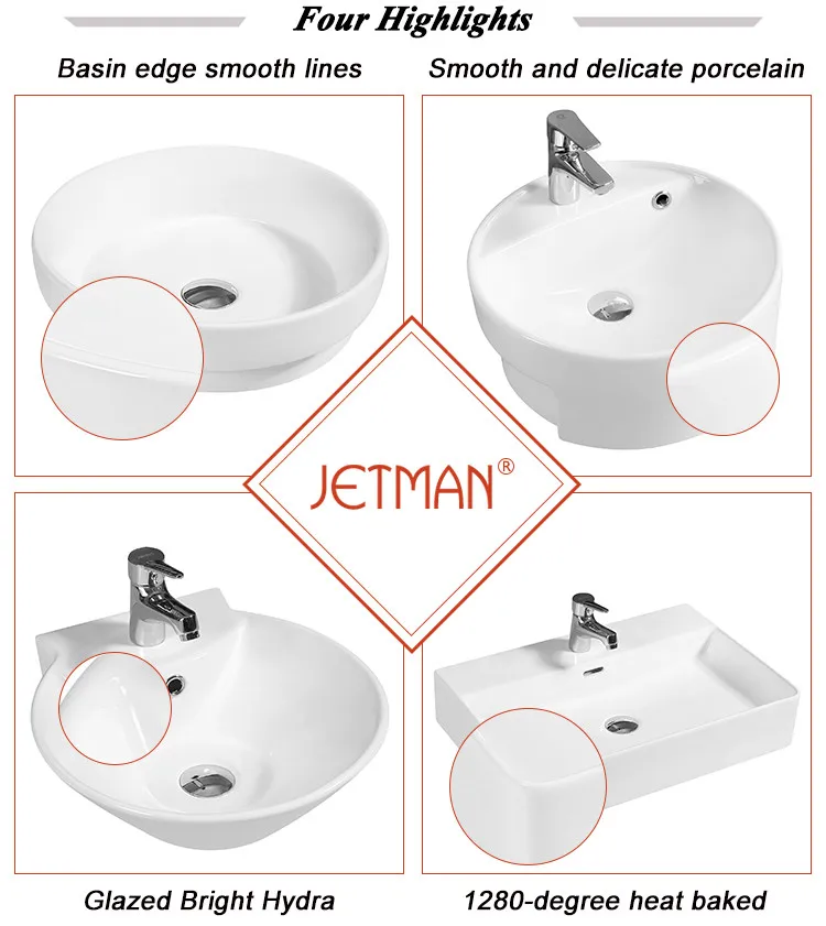 JM5097 530*475*160  Mid-edge kitchen countertop hand wash basin