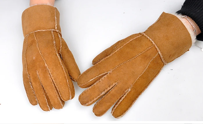 Cheap fake double face leather and fur gloves unisex