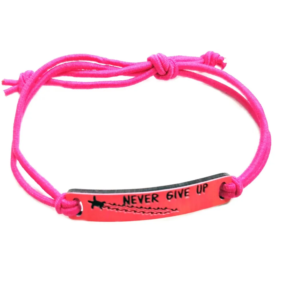 Cheap Personalized Elastic Cord Bracelet With Plate Custom Name