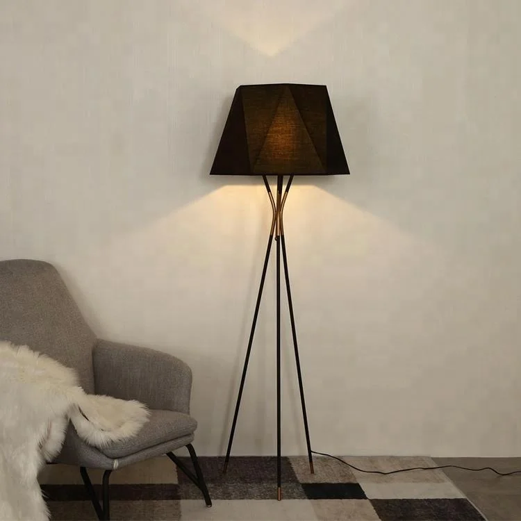 
Modern 1-Light Tripode Black Ribbon Shade Floor Lamp in Reading / Living Room 1600mm 