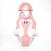 Hot selling Swan Flamingos Swimsuit matching swim cap one piece romper swimsuit