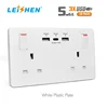 British General 2 x USB Double UK Wall Plug Socket 2 Gang 13A with 2 USB Charger Port Outlets 5.6A more color Socket Plate