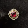 18k gold South Africa real diamond 0.74ct natural red ruby classic ring for women