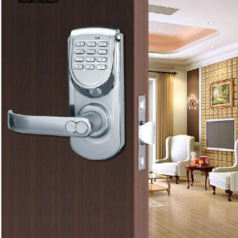 electronic keypad door locks with interior push button lock