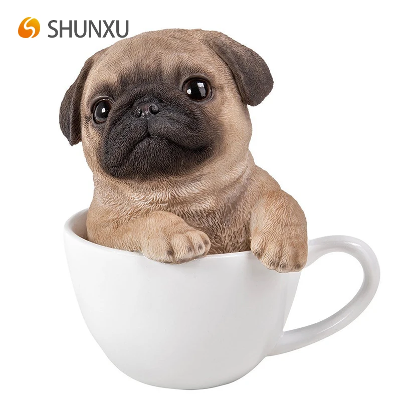 New pug puppy dog animal figurine statue home decoration collectible gift