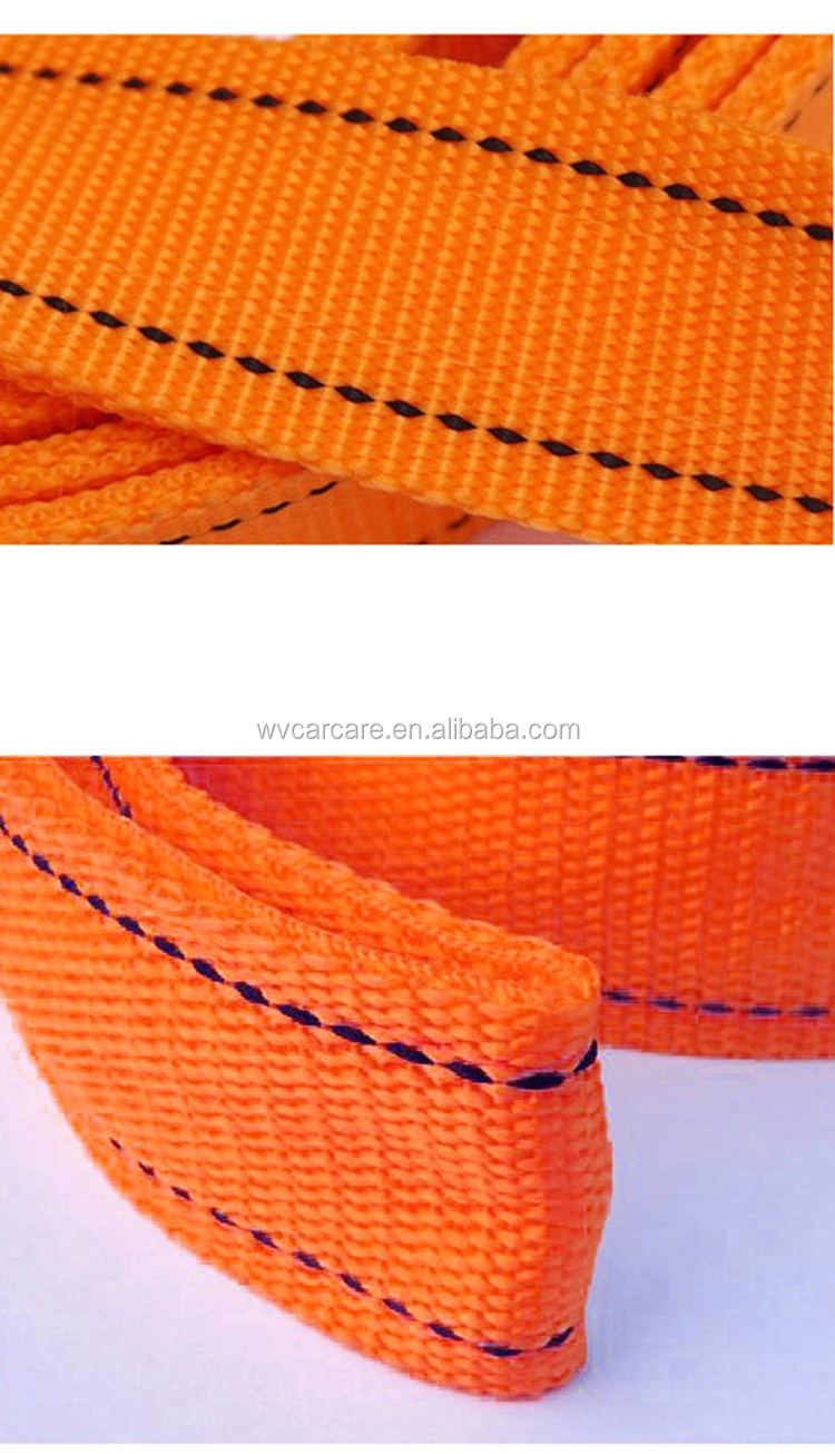 50 Ft Long Heavy Duty Vehicle Tow Strap With Hooks / Nylon Recovery Tow