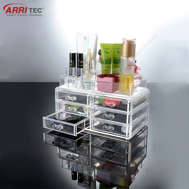 6 Drawer Custom Clear Wholesale Acrylic Makeup Organizer With Drawers