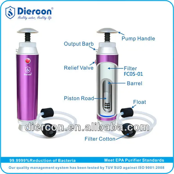 
C-Leading supplier manufacturer Diercon portable Hiking water Filtration hiking mini water filter 0.1 micron ceramic (KP01-04) 