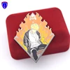 Wholesale metal Suga badge custom hard enamel lapel pin BTS pin with flame shape design and glitter
