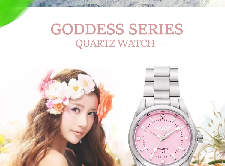 NARY 124 Fashion Wristwatches Women Stainless Steel Band Women Dress Watches Women Quartz-Watch Relogio Feminino girl gift