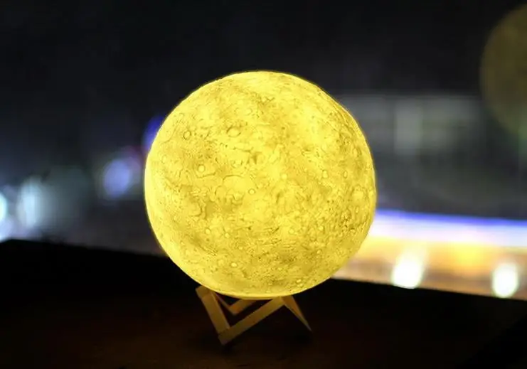 Wholesale price 3D Print Resin Moon light Touch Switch LED Glow Desk Moon Night Light Lamp
