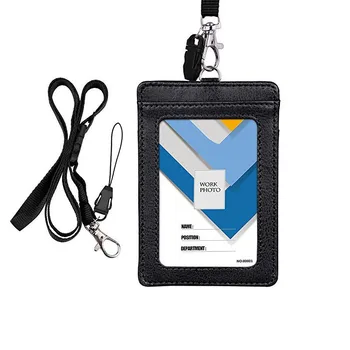 Badge Holder,Double Sided Pu Leather Id Badge Card Holder Wallet Case ...