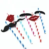 Moustache Red Lips Design Drinking Striped Paper Straws China Party Decoration Supplies Wholesale