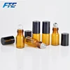 Amber Glass Roller On Bottle with Stainless Steel Ball Essential Oil Bottle