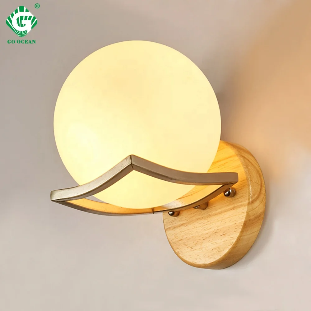 Wooden Led Wall Light Fixture Sconce Bedside Hotel Bedroom Indoor