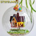 UTOYSLAND Miniature DIY Wooden UP The Movie Inspired 3D Toy Doll House Voice Control LED Light