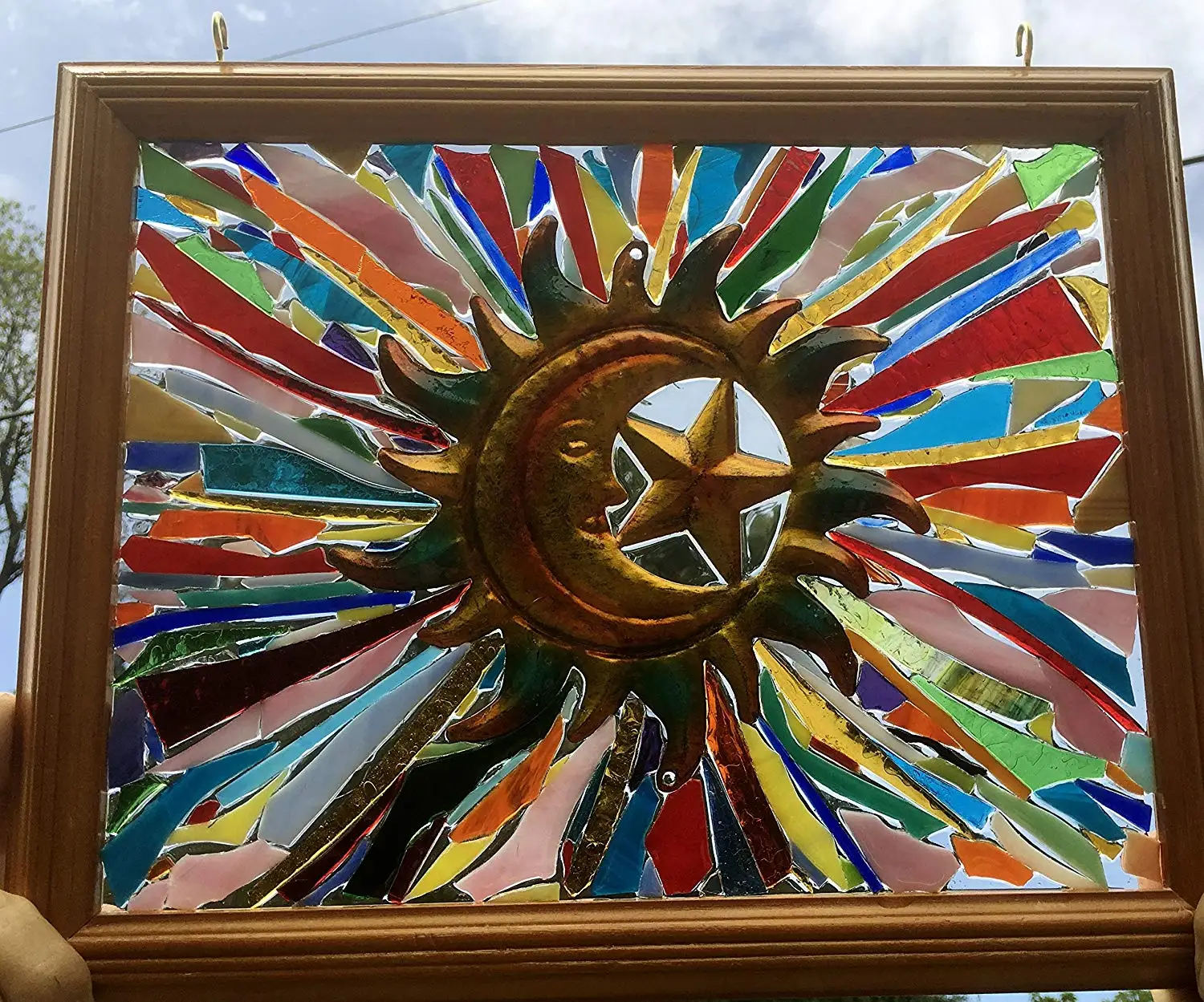 Moon Sun Stars Stained Glass Window Art Sun Catcher