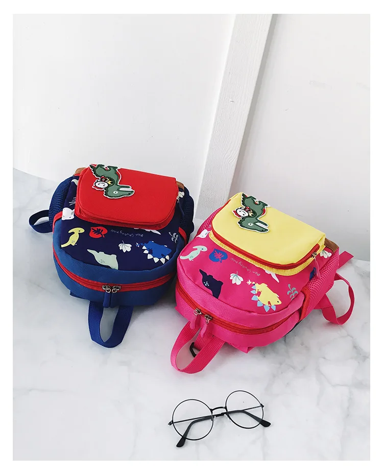 Toddler Kids cartoon dinosaur Backpack,Baby Boys Girls Toddler Pre School canvas Bag with Safety Harness